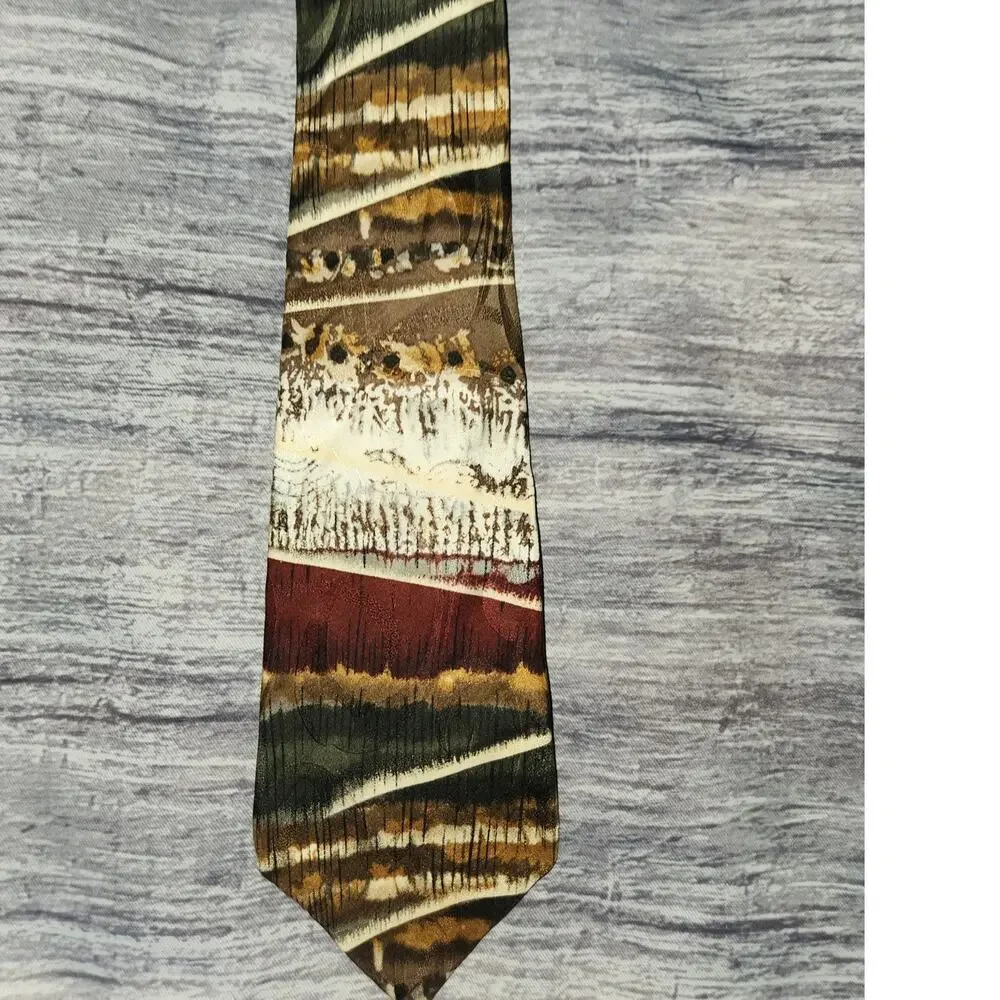 Donberry & Keats Multicolor Woodsy Made in USA 100% Silk‎ Neck Tie